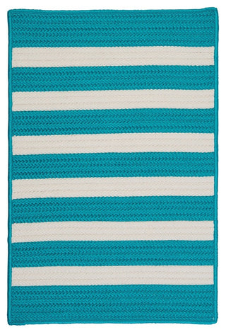 Stripe It TR49 Turquoise Indoor/Outdoor Area Rug, Rectangular 8'x11'