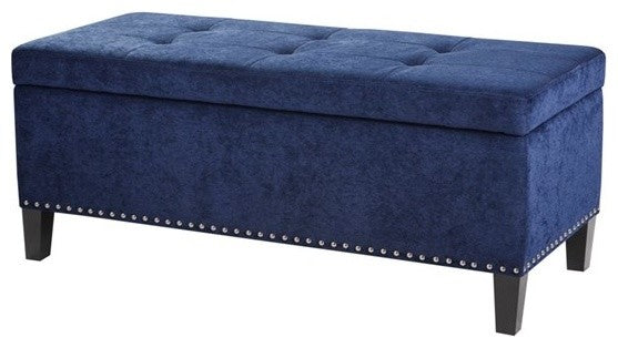 Madison Park Shandra II Tufted Top Soft Close Storage Bench, Blue