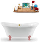 60" Streamline N920PNK-BGL Clawfoot Tub and Tray With External Drain