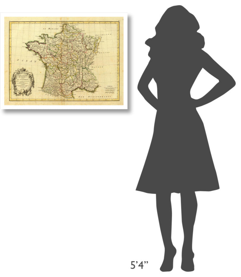 "France, carte generale, 1786" Digital Paper Print by Rigobert Bonne, 32"x24"