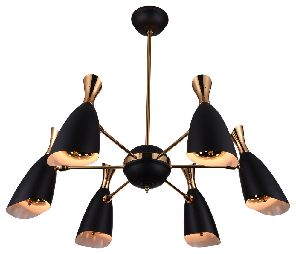CWI LIGHTING 1016P43-6-129 12 Light Down Chandelier w Matte Black & Satin Gold