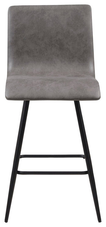INK+IVY Adams Leather Modern Swivel Counter Stool, Grey Black