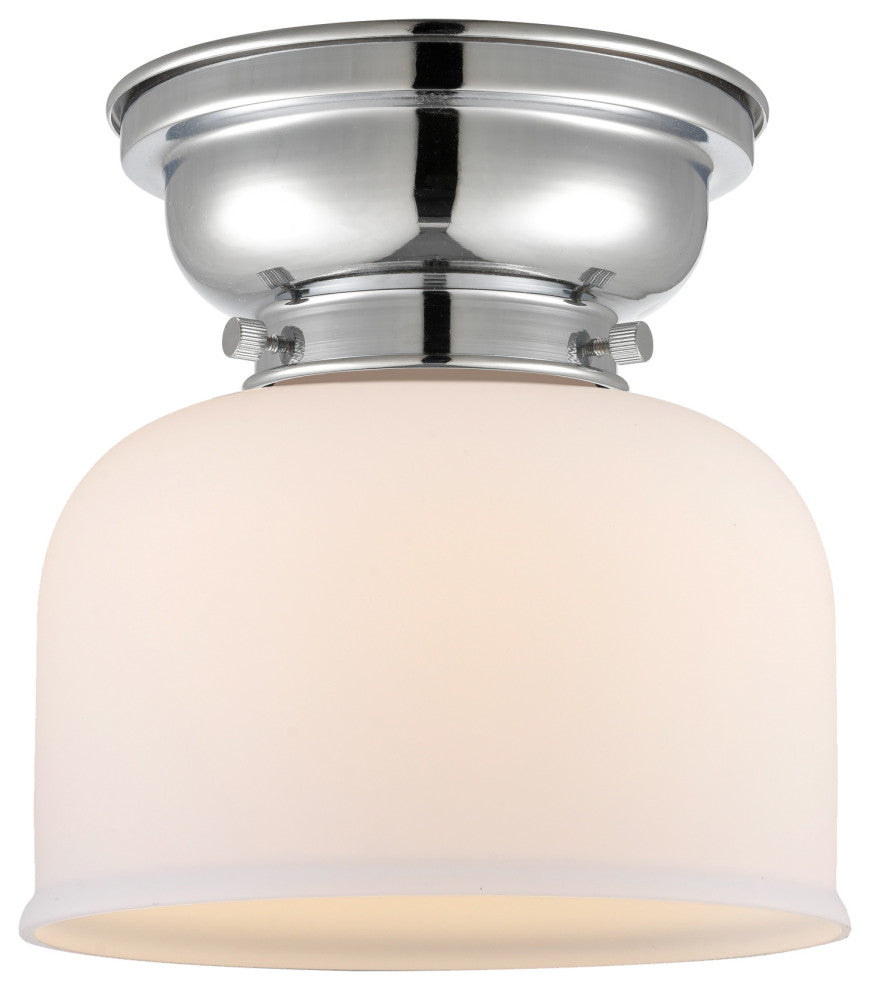 Large Bell 1-Light Flush Mount, Polished Chrome, Matte White