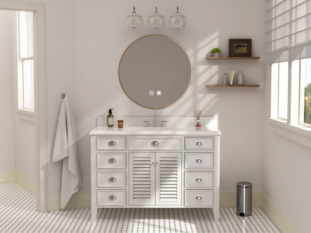 Contemporary Style White Kalani Bathroom Vanity, 50"