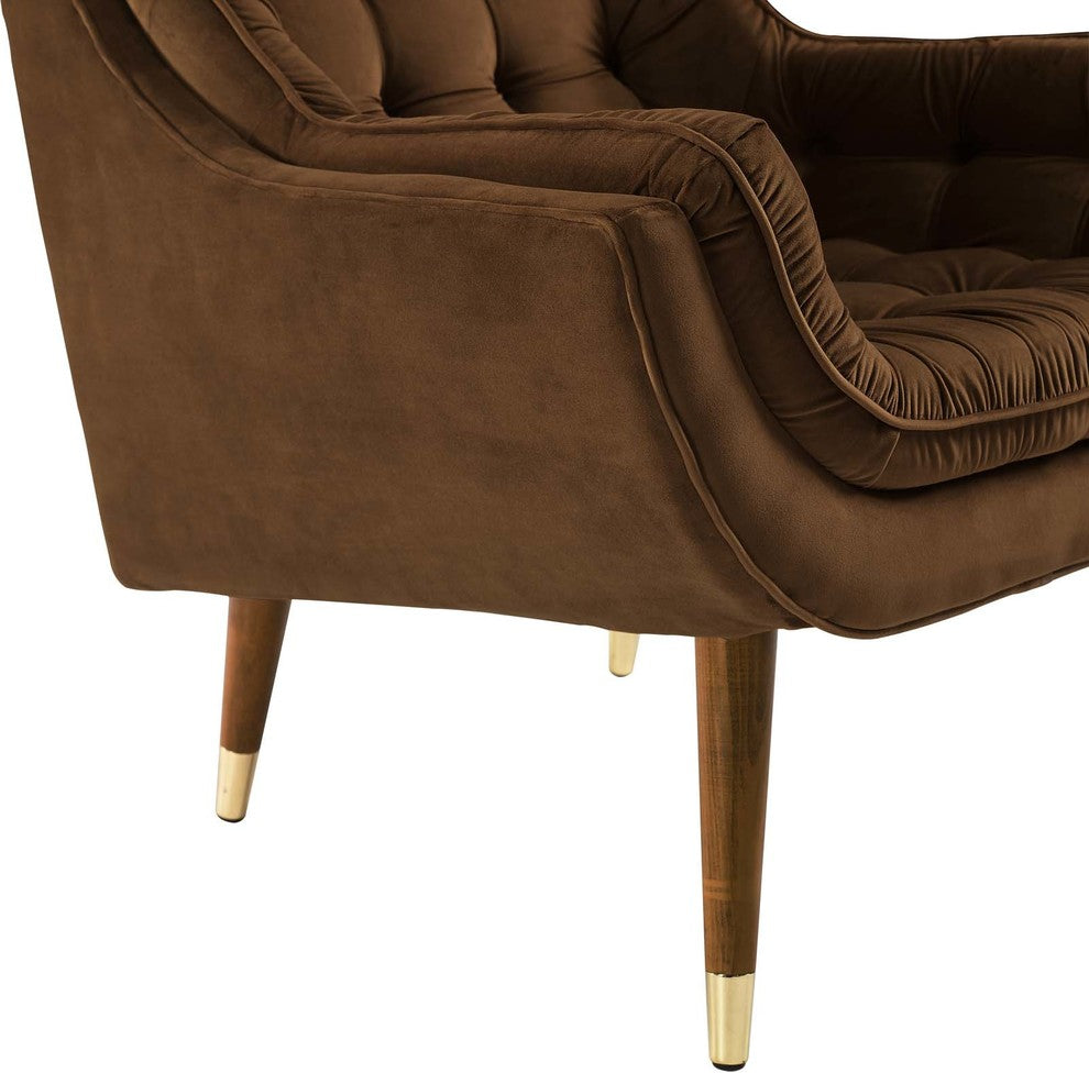 Brown Suggest Button Tufted Performance Velvet Lounge Chair