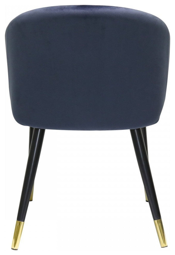 Set of Two Blue Velvet Dining Chairs