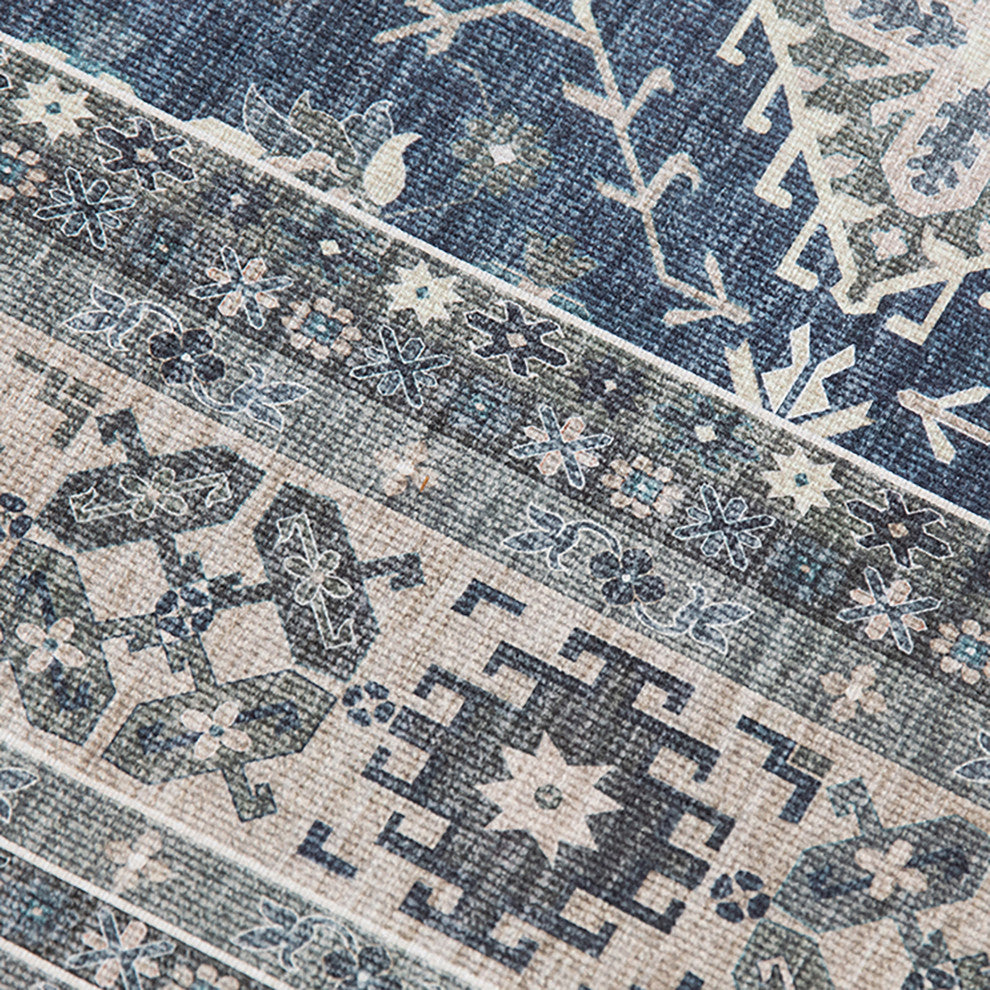 Amer Rugs Myra Halsey MYR-10 Blue Power-loomed - 2'8" X 10' Runner Area Rug