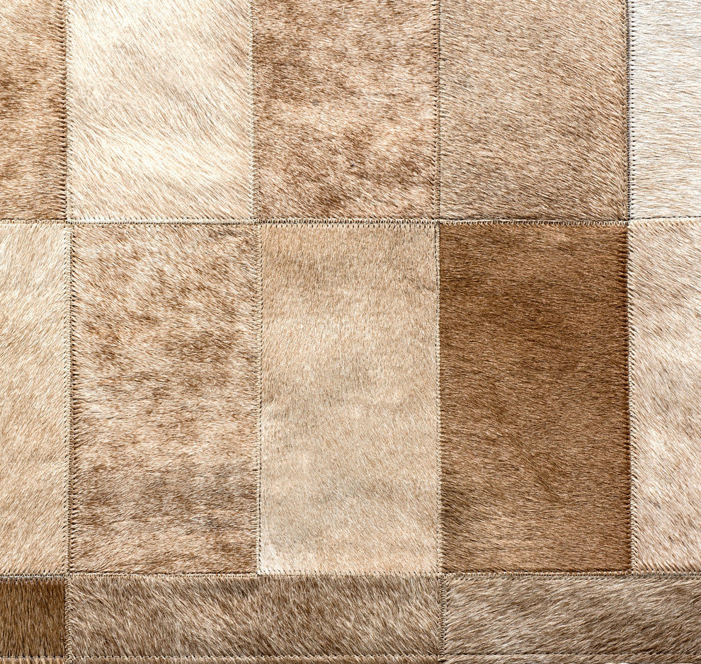 Cowhide Patchwork Rug, Daedalus, Taupe, 8'x10'