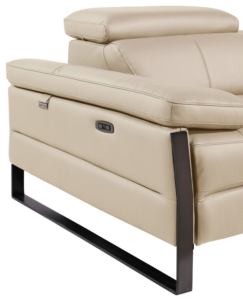 Antonio Italian Leather Power Reclining Arm Chair, Beige