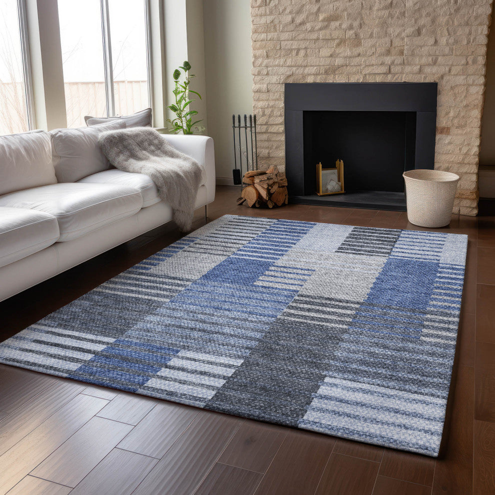 Premium Machine Washable Mayfield AMF687 Blue 8' x 10' Rug