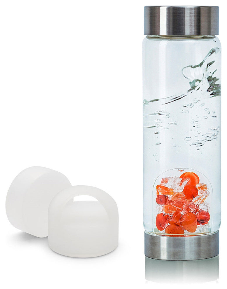 Water Bottle, VitaJuwel ViA Gemwater Bottle, White Loop Caps, Passion