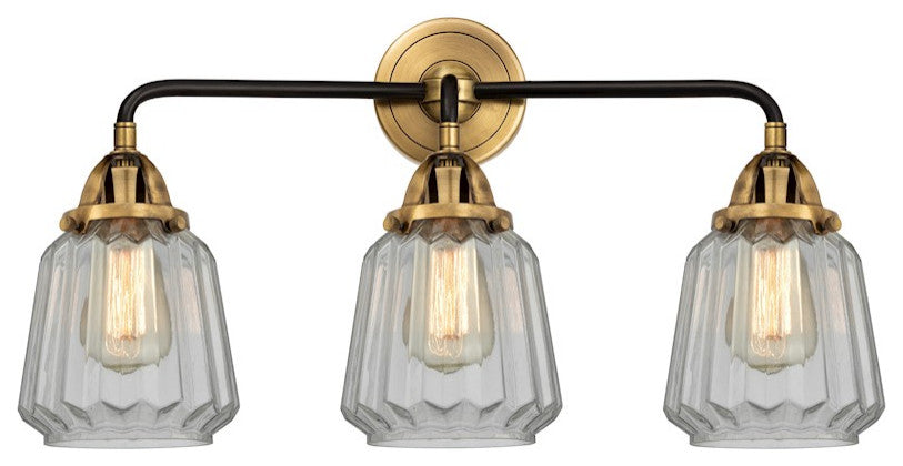 288-3W-BAB-G142-LED 3 Light 24" Bath Vanity Light, Black Antique Brass