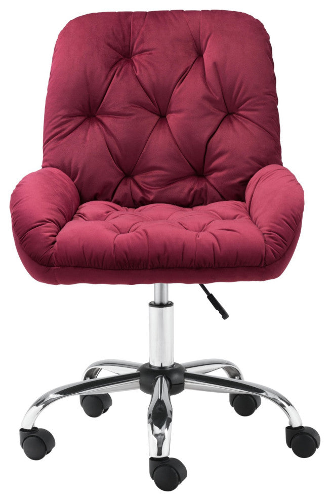 Computer Work Chair, Steel Metal, Fabric, Red, Chrome, Home Business Office