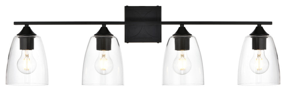 4 Light Black And Clear Bath Sconce