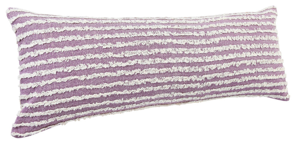 Ox Bay Hand-stitched Purple/White Stripe Organic Cotton Pillow Cover, 14"x36"