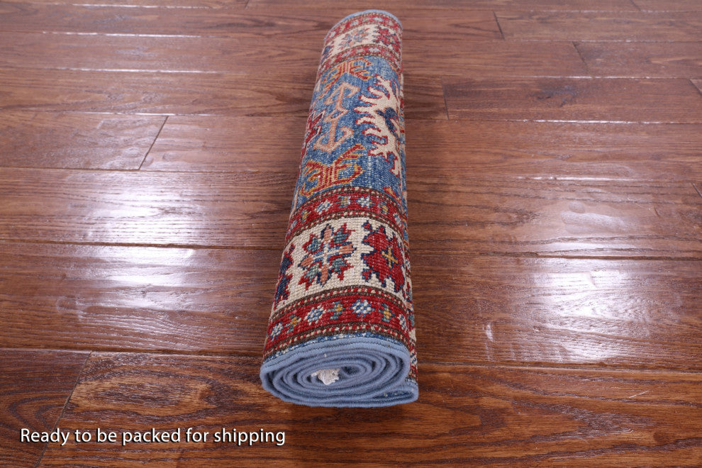 1' 10" X 5' 8" Super Kazak Hand-Knotted Wool Runner Rug Q10304