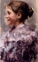Antonio Mancini Portrait of a Young Girl, Gallery Wrapped Canvas, 18"x27"