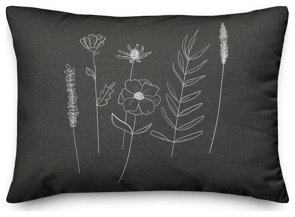 Black Wheat Floral 14x20 Spun Poly Pillow