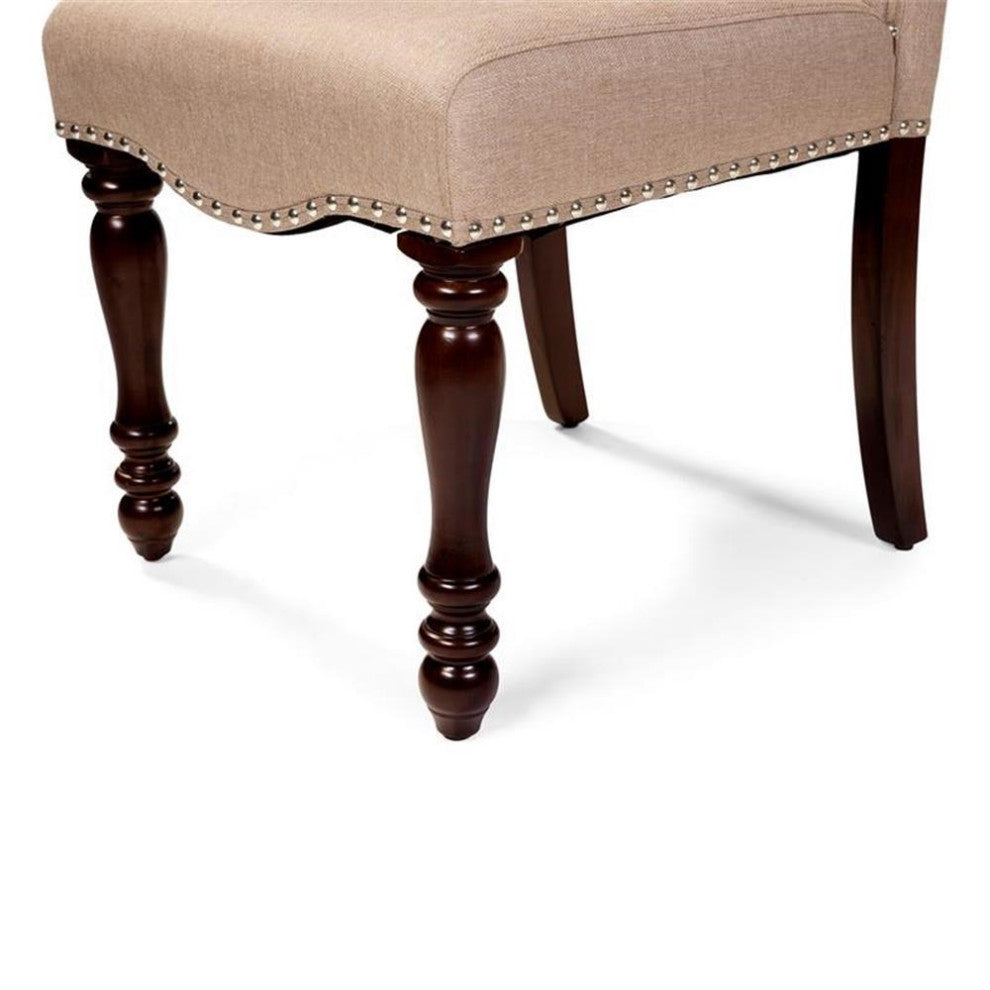 Furniture of America Minard Fabric Dining Chair in Antique Cherry (Set of 2)