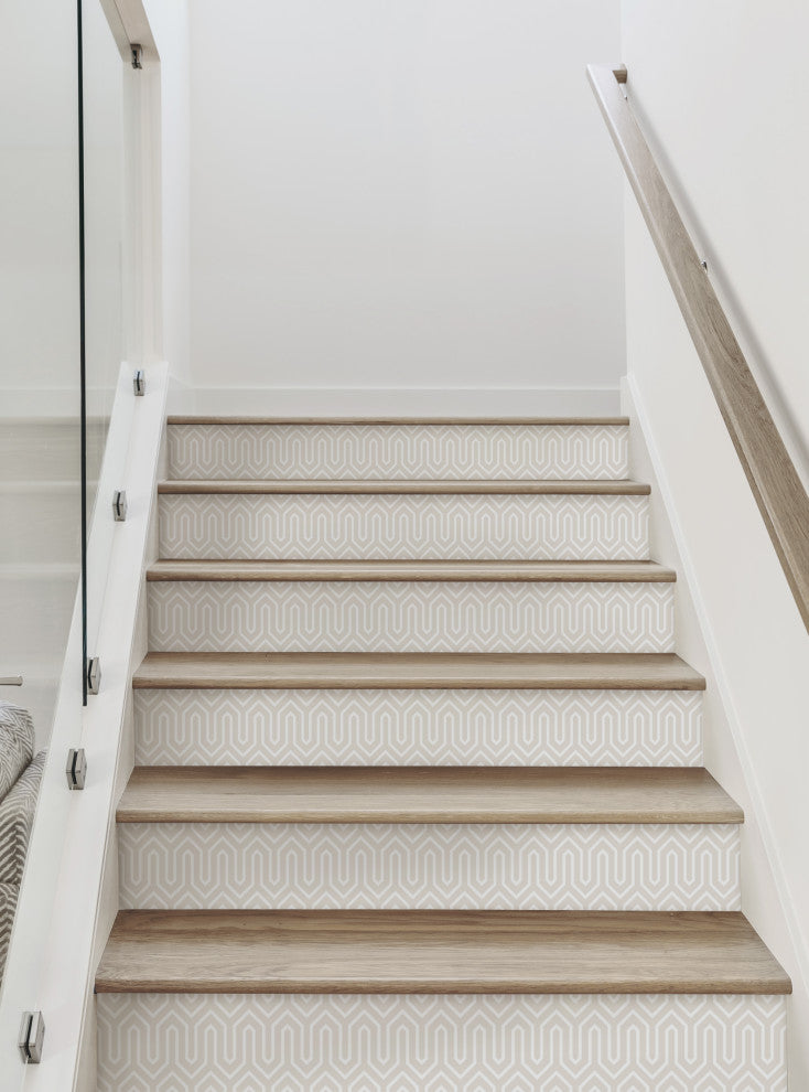 Wavelength Peel and Stick Stair Riser Strips, Beige, 48"w X 6"h, 6 Pack