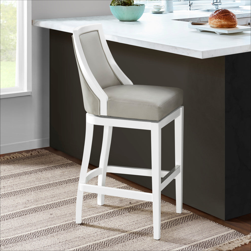 Ellie Bar Stool With Back, White, Bar Height