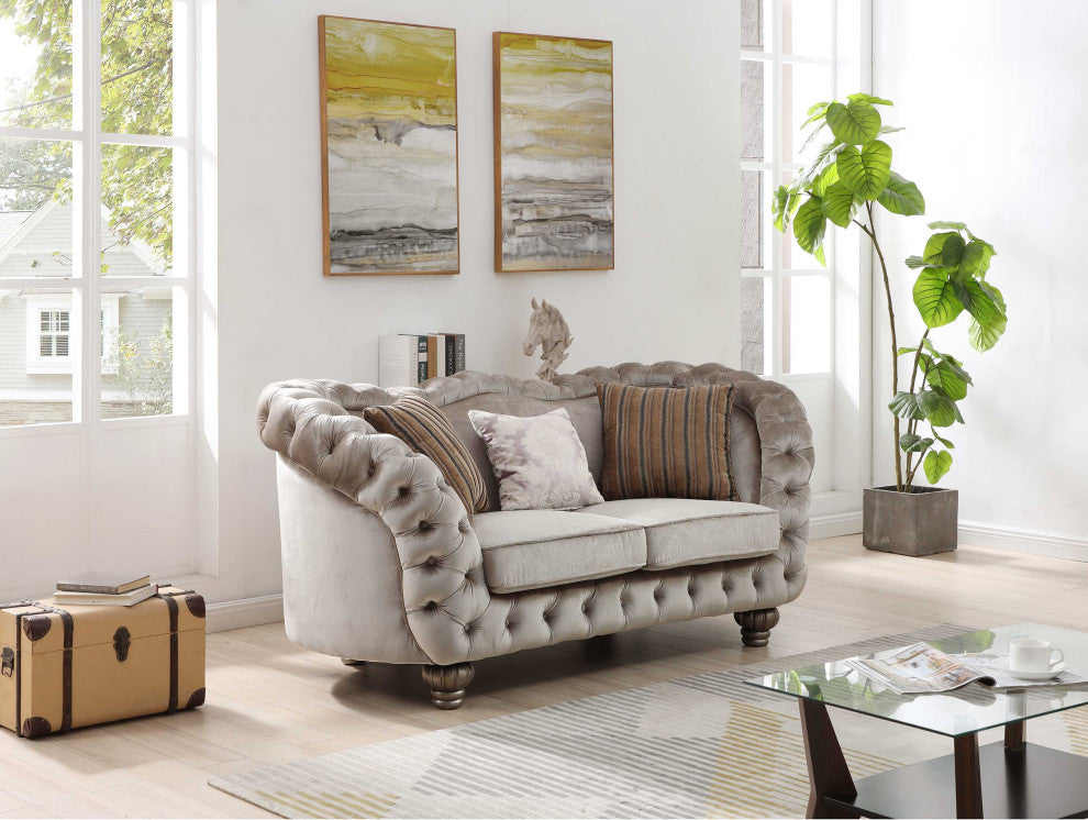 Broadway 79 in. W Round Arm Velvet Straight Sofa, 79 in.