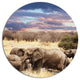 Memory Of Elephants In Bush, Animal Round Metal Wall Art, 11"
