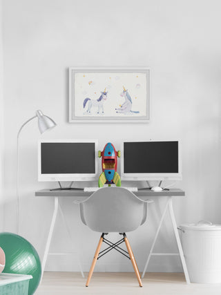 "Unicorn Buddies" Framed Painting Print, 24x16