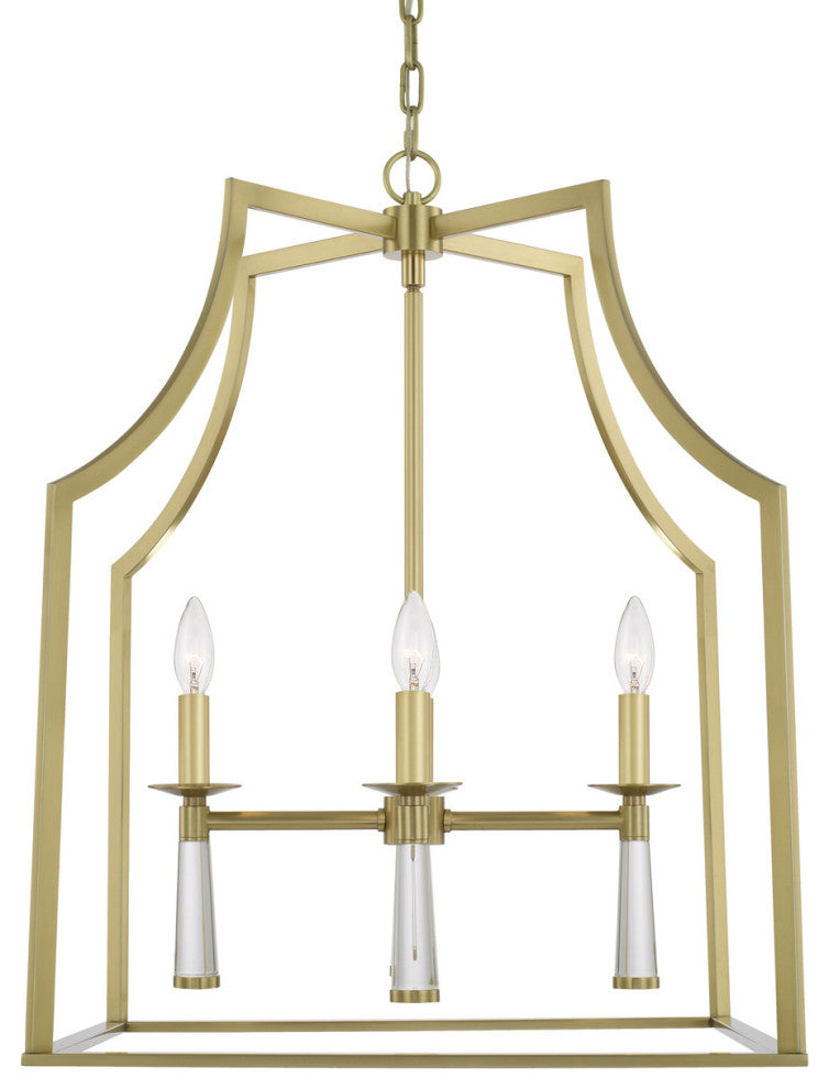 Crystorama 8864-AG, 4-Light Chandelier, Aged Brass