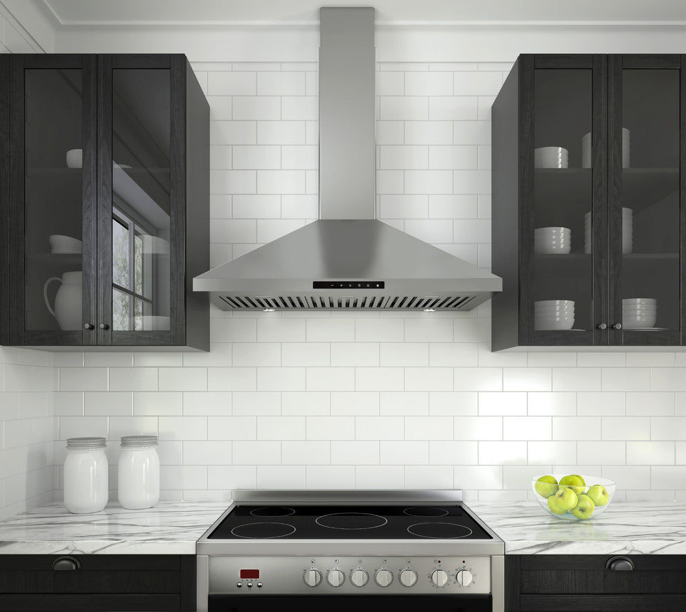 Wall Mount Pyramid Range Hood with Night Light, 36"
