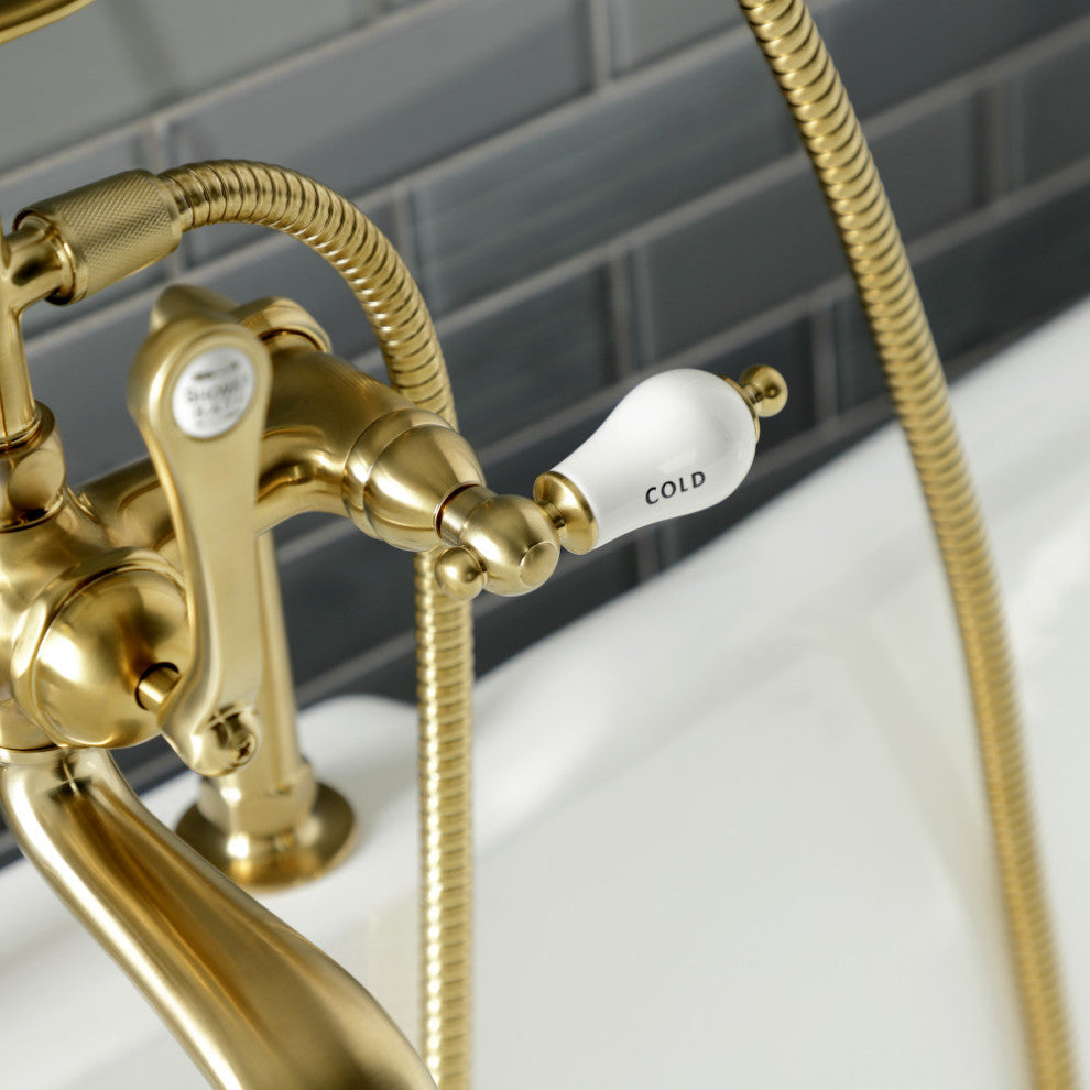 AE107T7 Deck Mount Clawfoot Tub Faucet, Brushed Brass