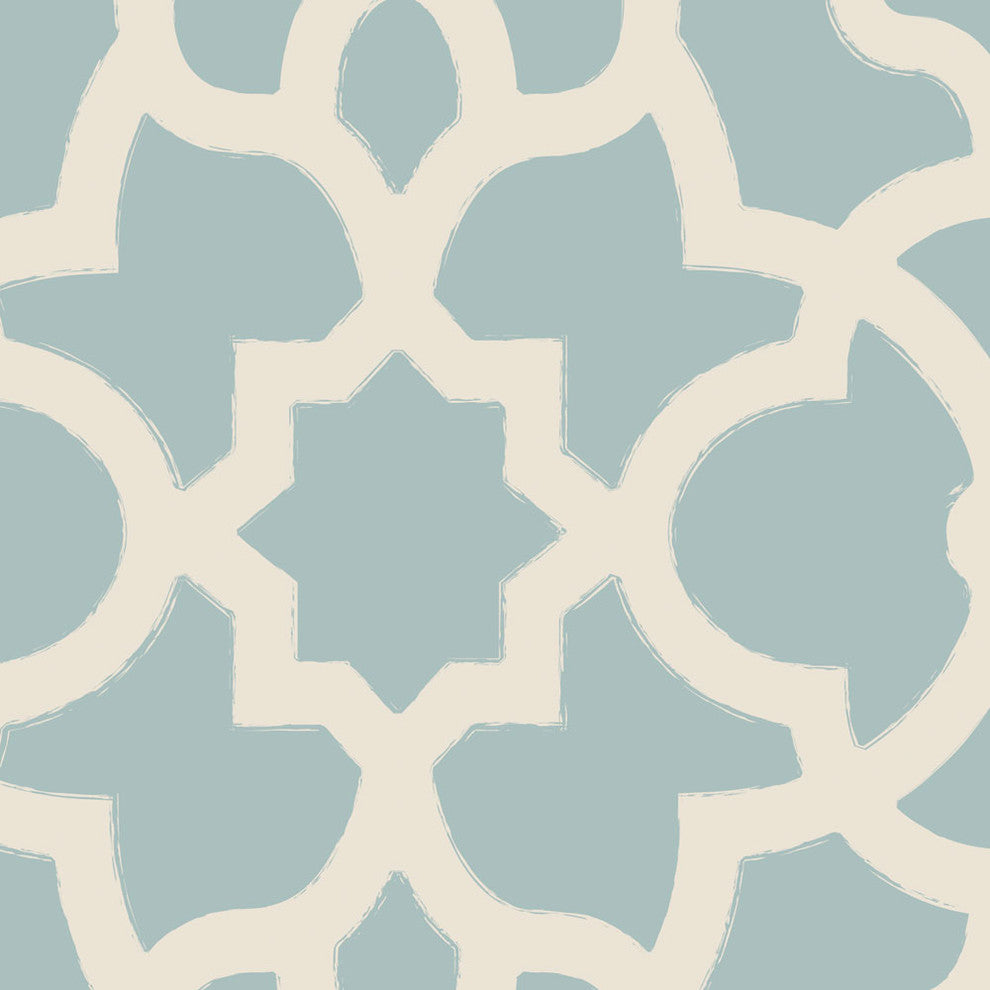 Trellis Peel and Stick Vinyl Wallpaper, Dusky Blue, 24"w X 60"h