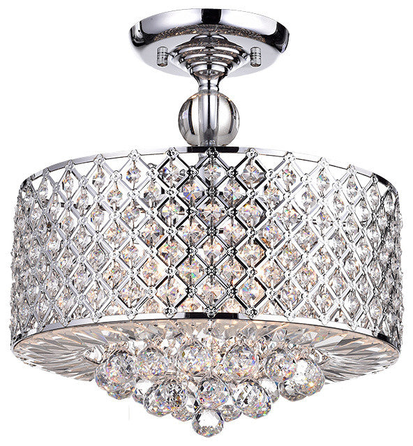 Jereon Cross Hatch Round Ceiling Lamp, Chrome