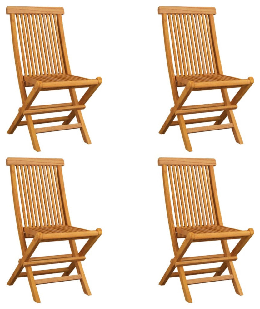 Vidaxl Garden Chairs With Cream White Cushions 4-Piece Set Solid Teak Wood