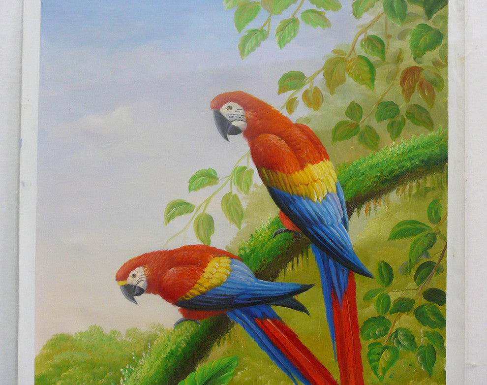 Oil Paint Canvas Art 2 Parrots Wall Decor