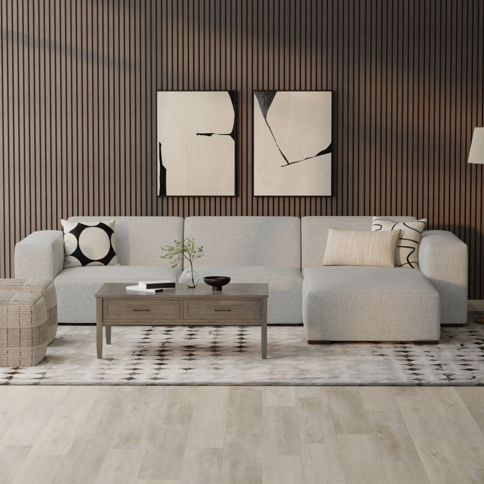 Rex Right-Facing Modular Sectional Sofa in Tightly Woven Performance Fabric