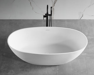 ALFI brand AB9975 59" White Oval Resin Soaking Bathtub