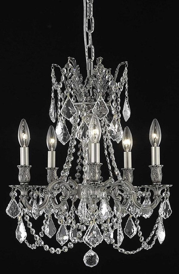 Elegant Rosalia Dining Room Light, Pewter Finish With Royal Cut Crystal