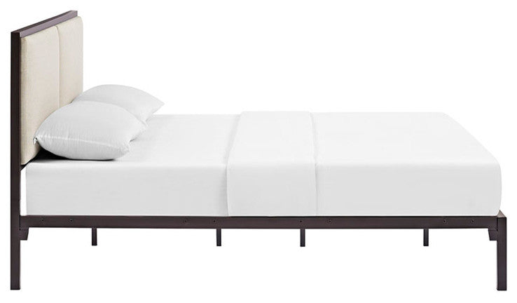 Modway Della King Fabric Bed, Brown Beige