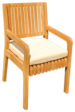 3-Piece Outdoor Patio Teak Dining Set: 27.5" Square Table, 2 Maldives Arm Chairs