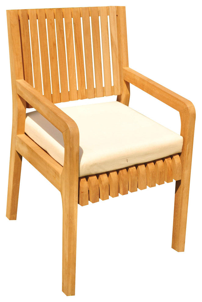 3-Piece Outdoor Patio Teak Dining Set: 27.5" Square Table, 2 Maldives Arm Chairs