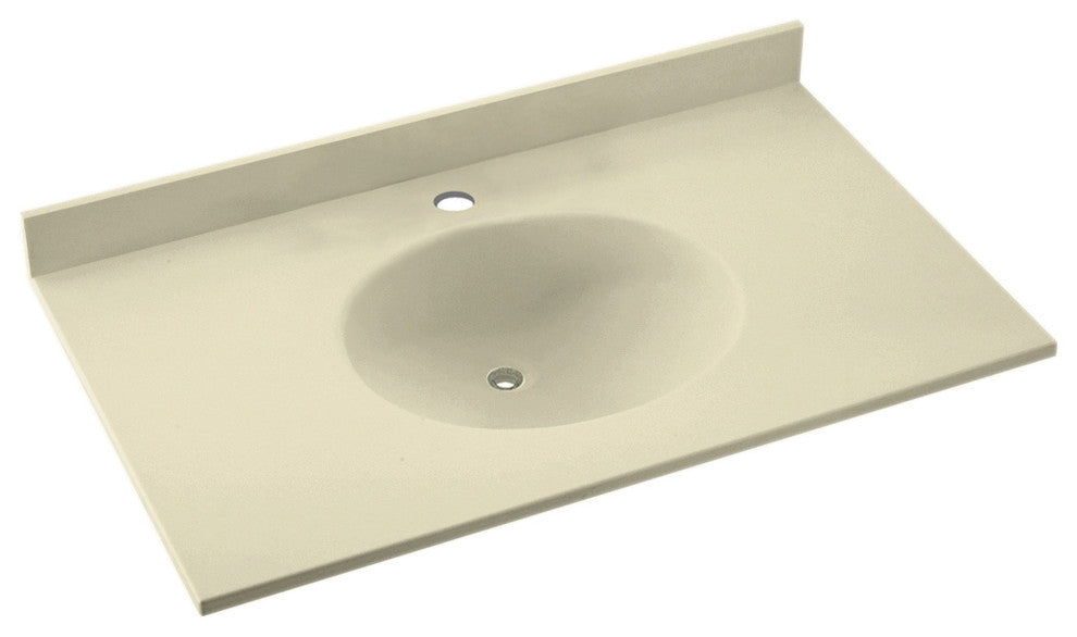 Swan Ellipse Solid Surface Bathroom Vanity Top, Bone