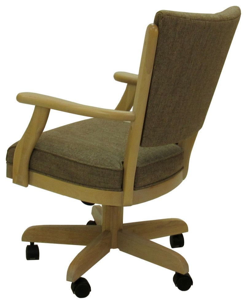 Classic Caster Swivel Dining Chair on Wheels, Solid Wood, Basin Beige - Ct