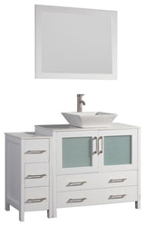 Vanity Art Vanity Set With Vessel Sink, White, 48", Standard Mirror