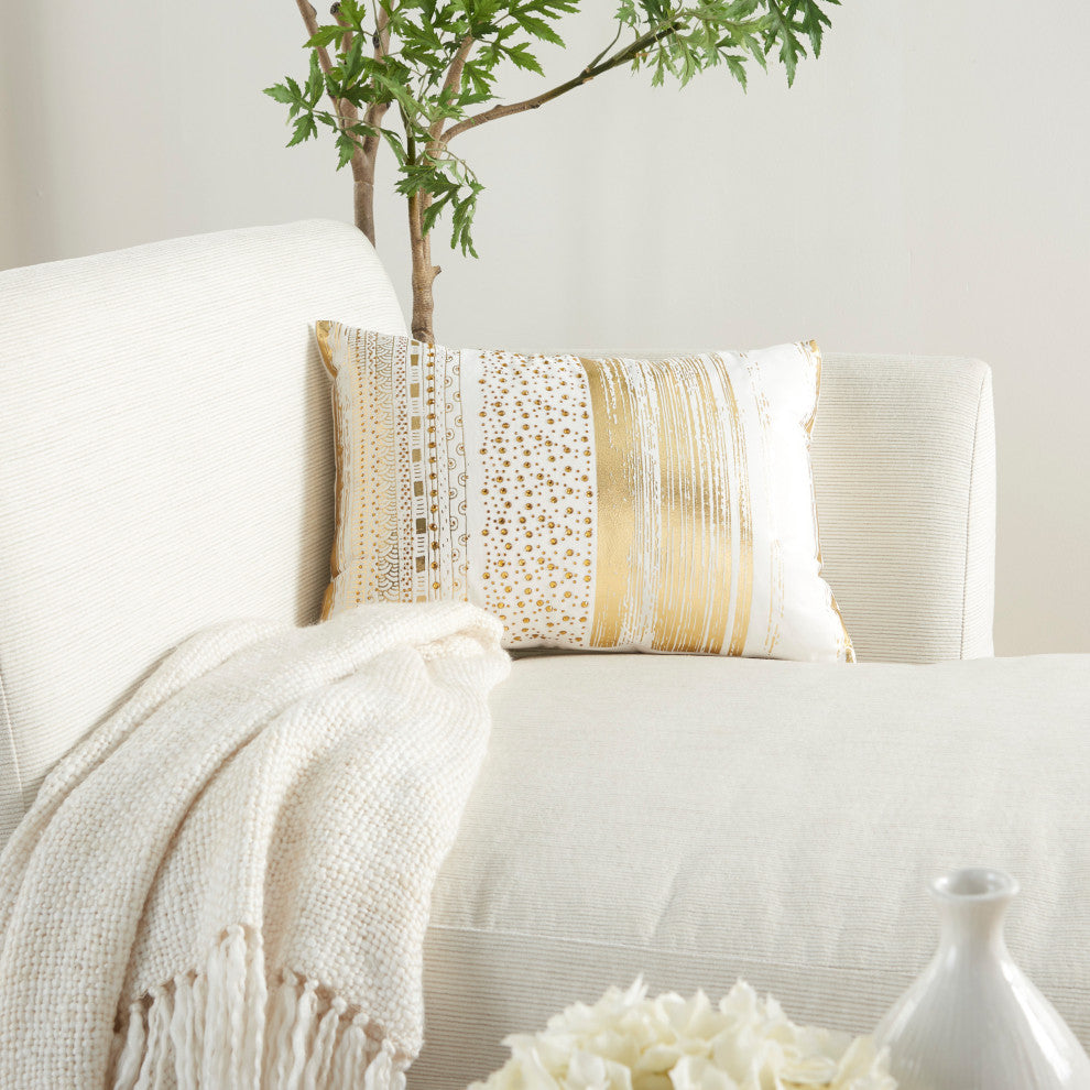 Mina Victory L0293 Throw Pillow, Gold, 14"X20"