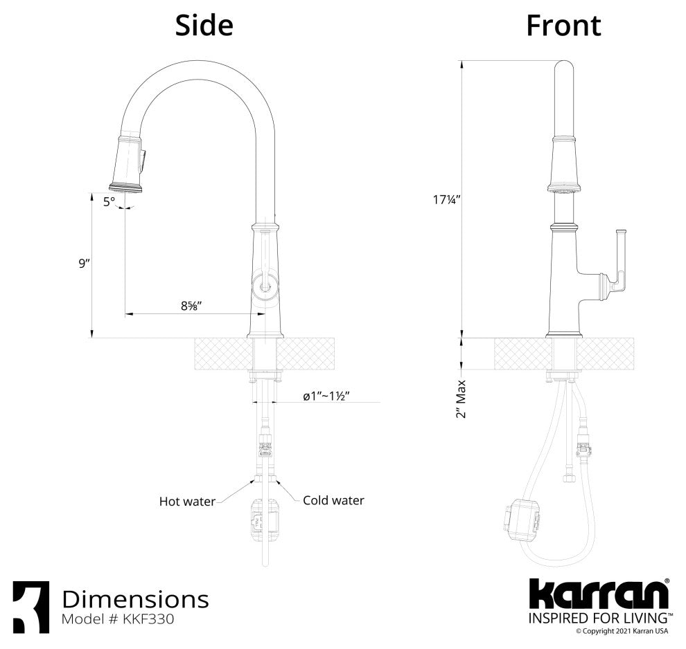 Karran KKF330 1-Handle Pull Down Dual Function Sprayer Faucet, Matte Black