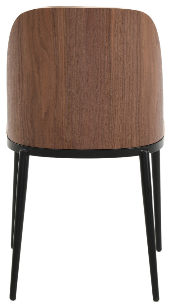 LeisureMod Tule Dining Side Chair, Set of 2, Walnut/Light Brown
