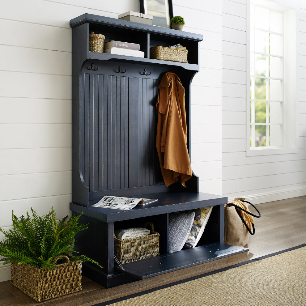 Seaside Hall Tree, Distressed Navy Finish