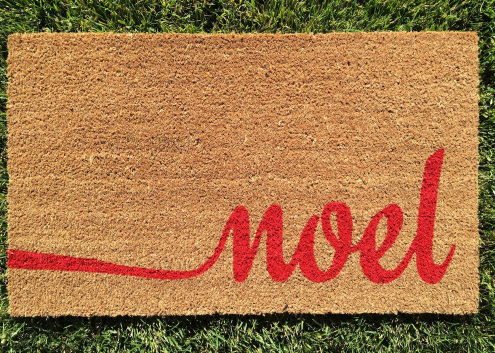 Hand Painted "Noel Holiday" Doormat, Jelly Purple