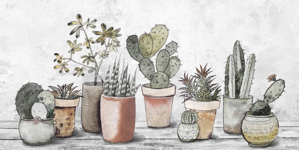 "Mixed Cacti and Succulents" Painting Print on Wrapped Canvas